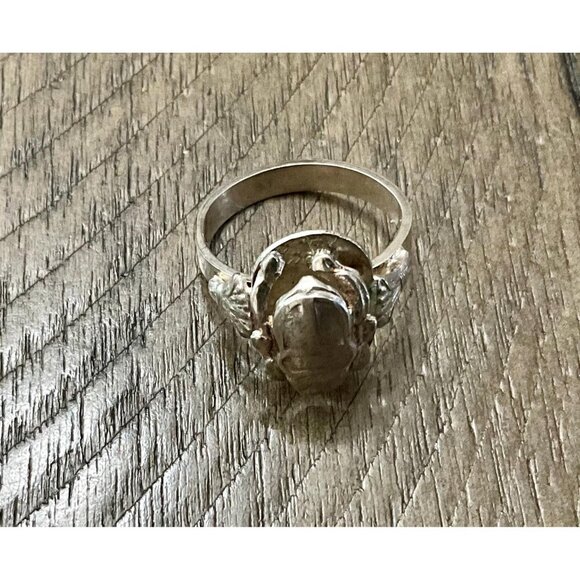 Jewelry - Egyptian Sterling Silver Scarab Ring Raised Center Size 8.25 Thumb Ring
